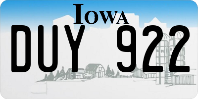 IA license plate DUY922