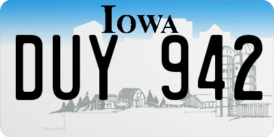 IA license plate DUY942