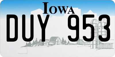 IA license plate DUY953