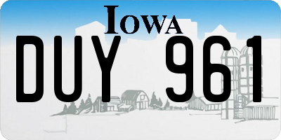 IA license plate DUY961