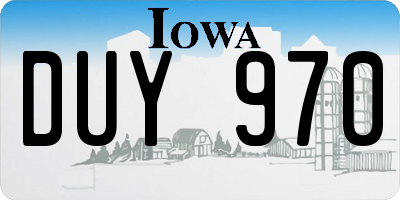 IA license plate DUY970