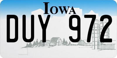 IA license plate DUY972
