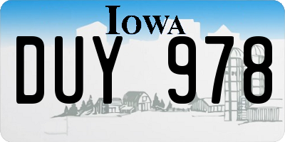 IA license plate DUY978