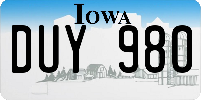 IA license plate DUY980