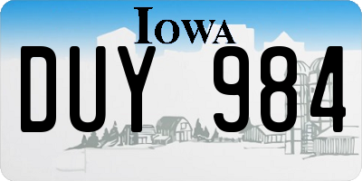IA license plate DUY984