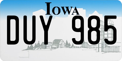 IA license plate DUY985
