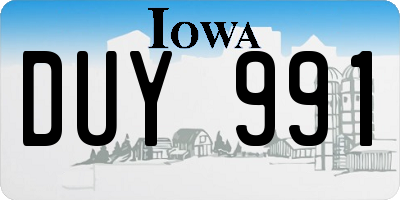 IA license plate DUY991