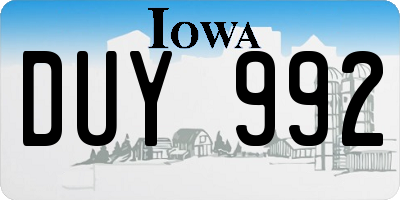 IA license plate DUY992