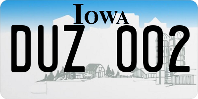 IA license plate DUZ002