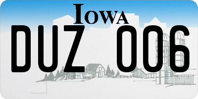 IA license plate DUZ006