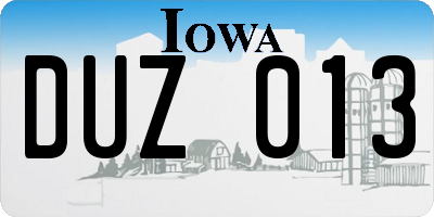 IA license plate DUZ013