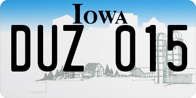 IA license plate DUZ015
