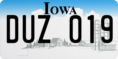 IA license plate DUZ019