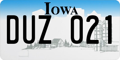 IA license plate DUZ021