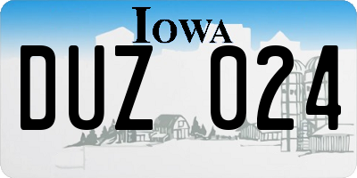IA license plate DUZ024