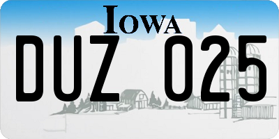 IA license plate DUZ025