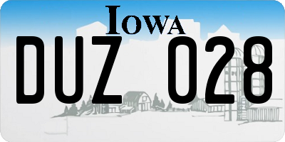 IA license plate DUZ028