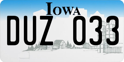 IA license plate DUZ033