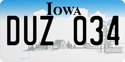 IA license plate DUZ034