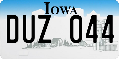 IA license plate DUZ044