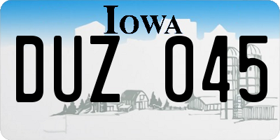 IA license plate DUZ045