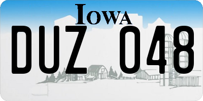IA license plate DUZ048