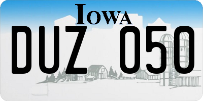 IA license plate DUZ050