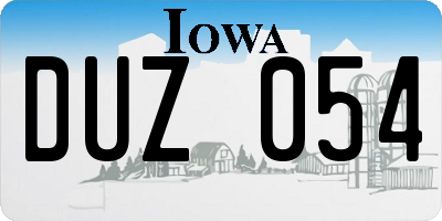 IA license plate DUZ054