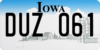 IA license plate DUZ061