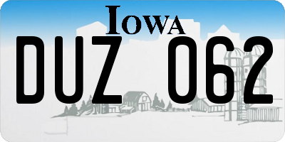 IA license plate DUZ062
