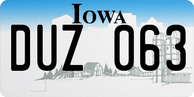 IA license plate DUZ063