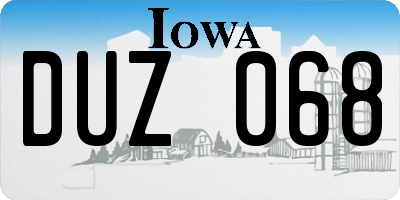 IA license plate DUZ068