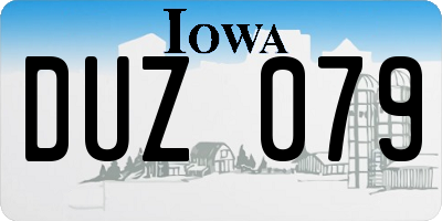IA license plate DUZ079