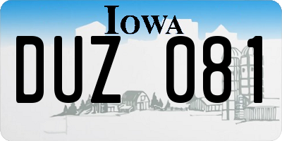 IA license plate DUZ081