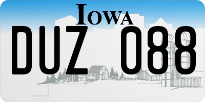 IA license plate DUZ088