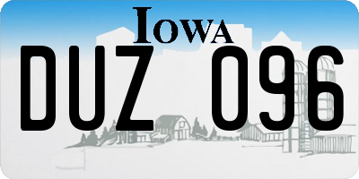 IA license plate DUZ096