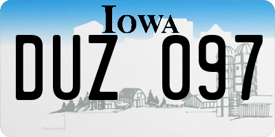 IA license plate DUZ097