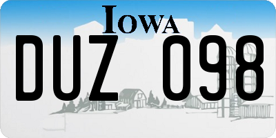 IA license plate DUZ098