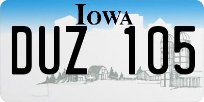 IA license plate DUZ105