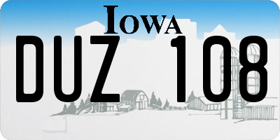 IA license plate DUZ108