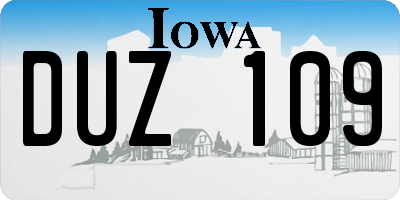 IA license plate DUZ109