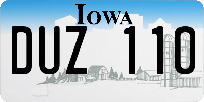 IA license plate DUZ110