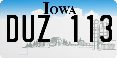 IA license plate DUZ113