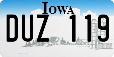 IA license plate DUZ119
