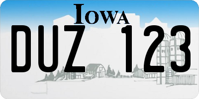 IA license plate DUZ123