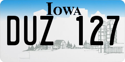 IA license plate DUZ127