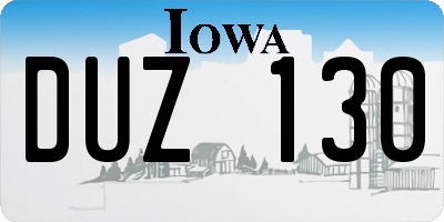 IA license plate DUZ130