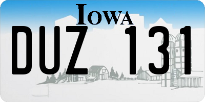 IA license plate DUZ131