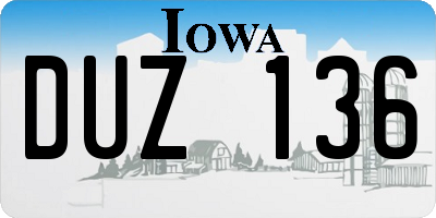 IA license plate DUZ136