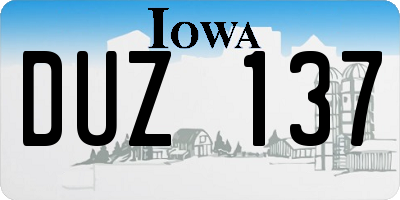 IA license plate DUZ137